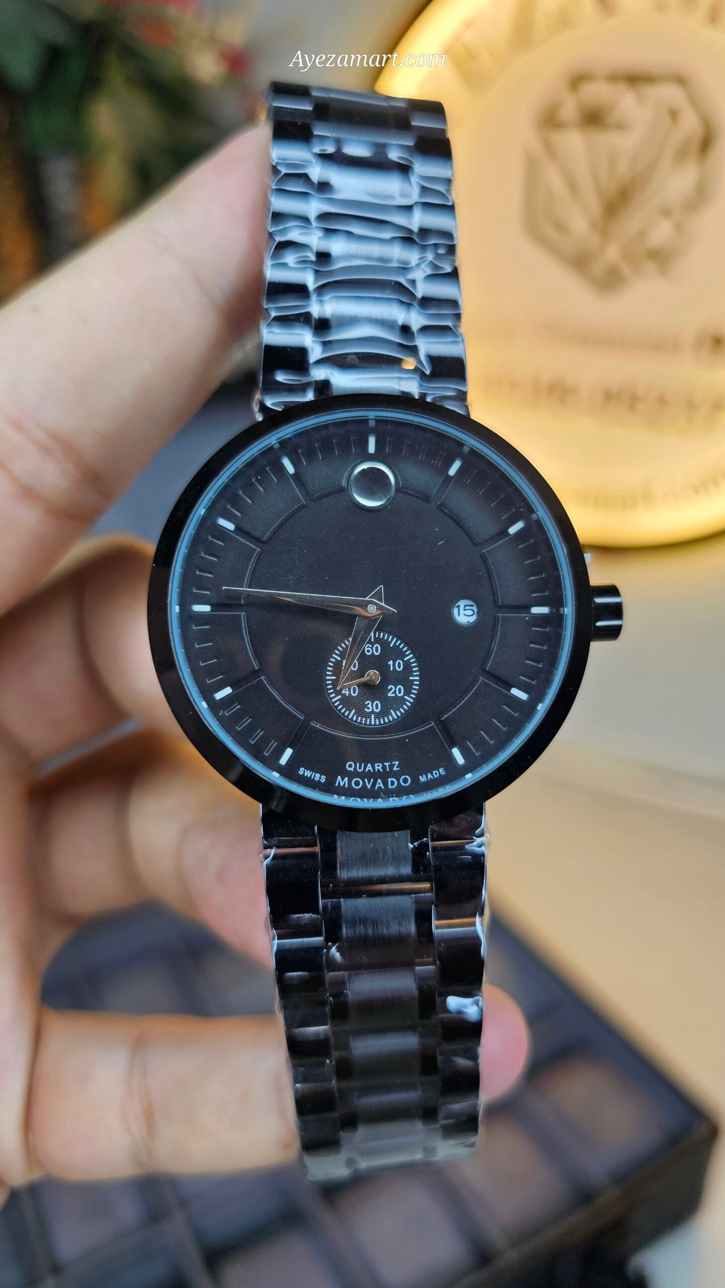 MOVAD クォーツ Movado Swiss Quartz Full Black Dial Watch | Ayeza Mart