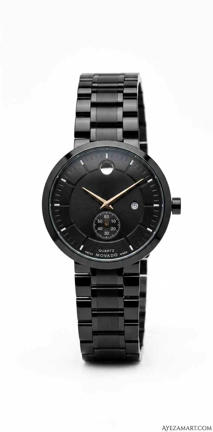 MOVAD クォーツ Movado Swiss Quartz Full Black Dial Watch | Ayeza Mart